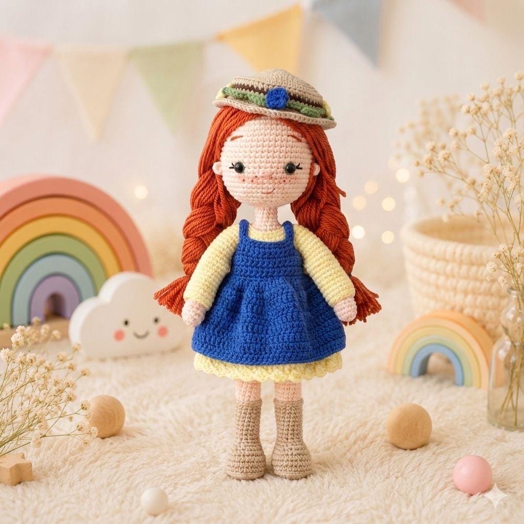 Anne Shirley Crochet Doll: Handmade Cotton Amigurumi Doll