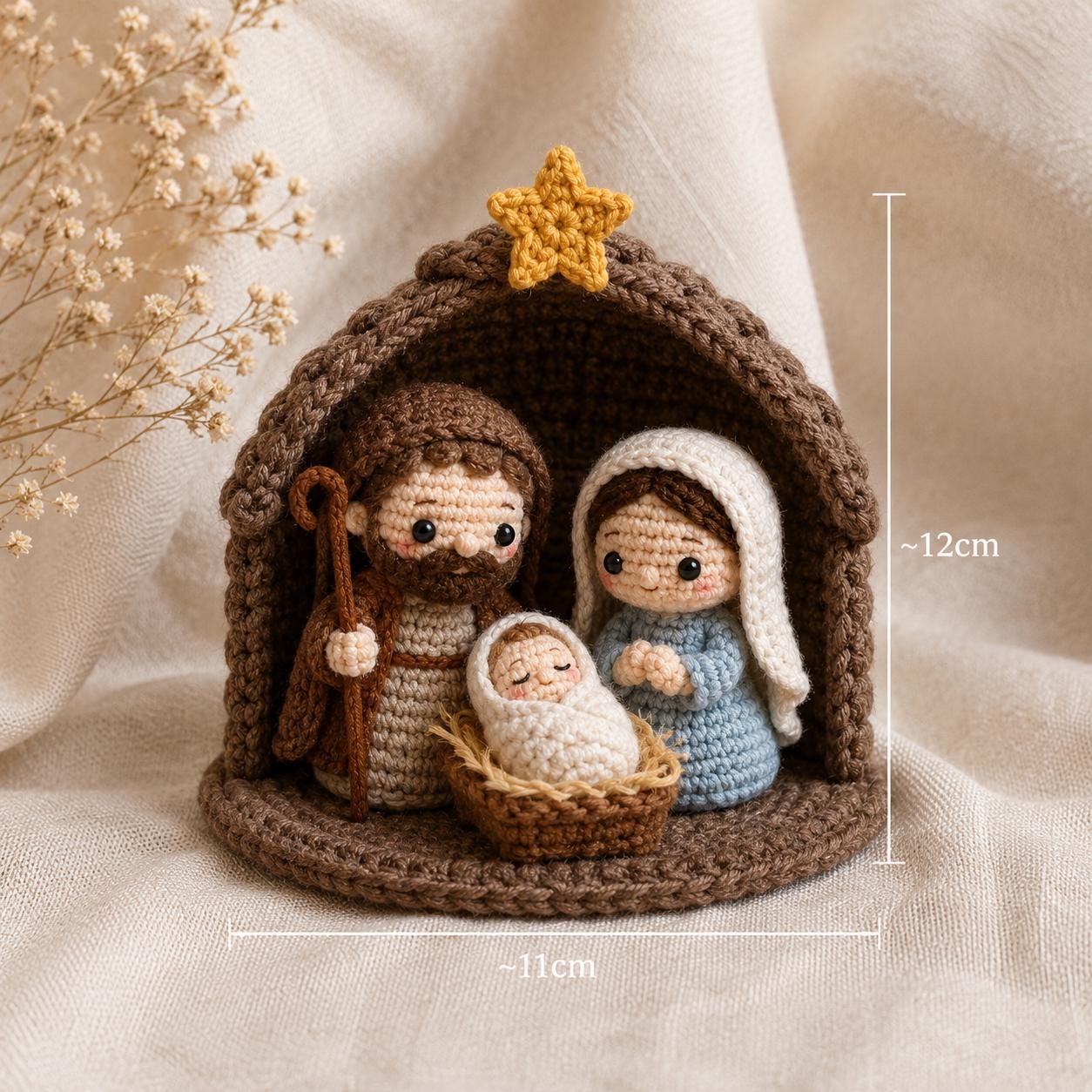 Crochet Nativity Set, Handmade Holy Family Christmas Decor, Catholic Nativity Scene, Mini Christmas Manger, Religious Gift