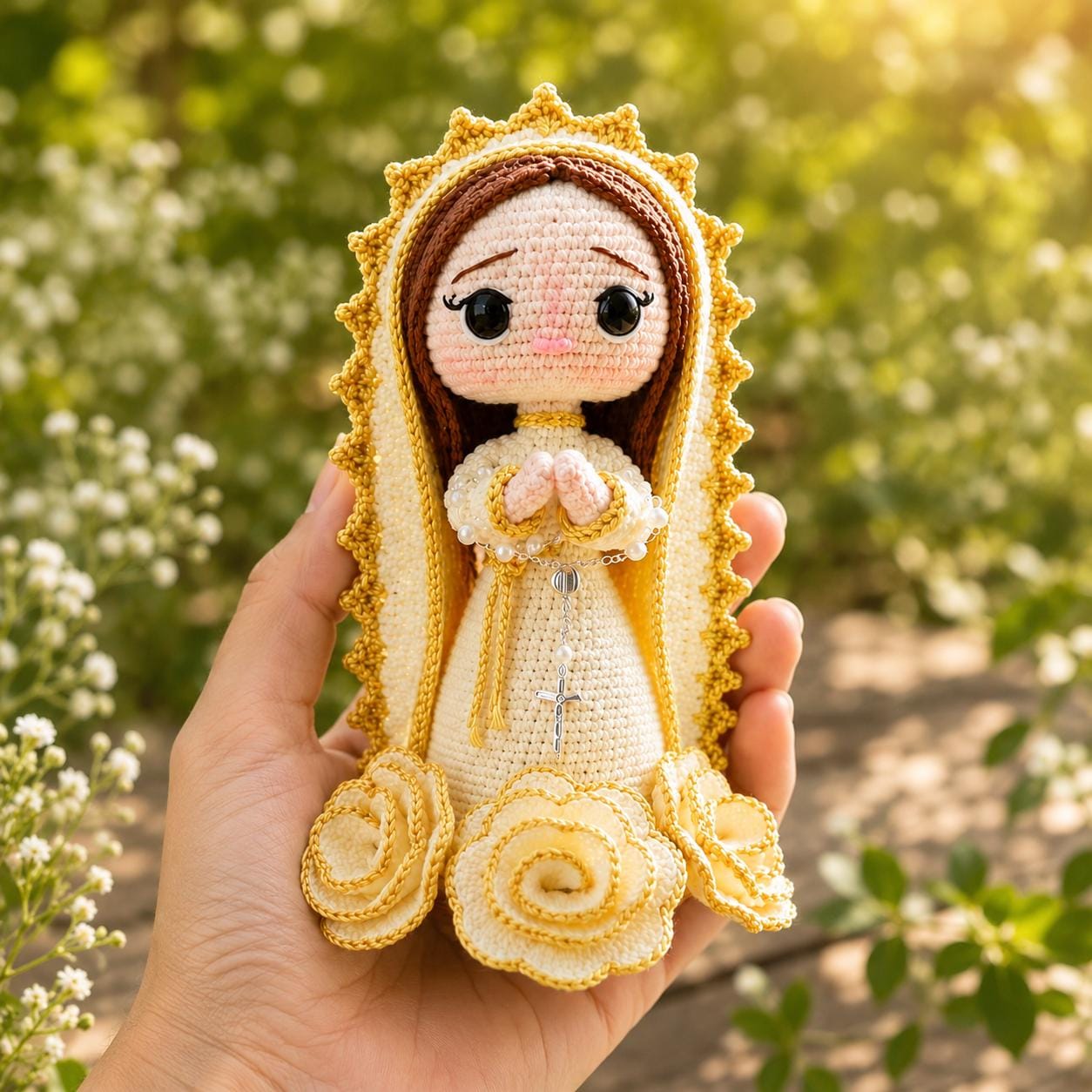 Our Lady Crochet Doll, Handmade Virgin Mary Catholic Decor, Prayer Room Altar Gift, Religious Keepsake for Mom