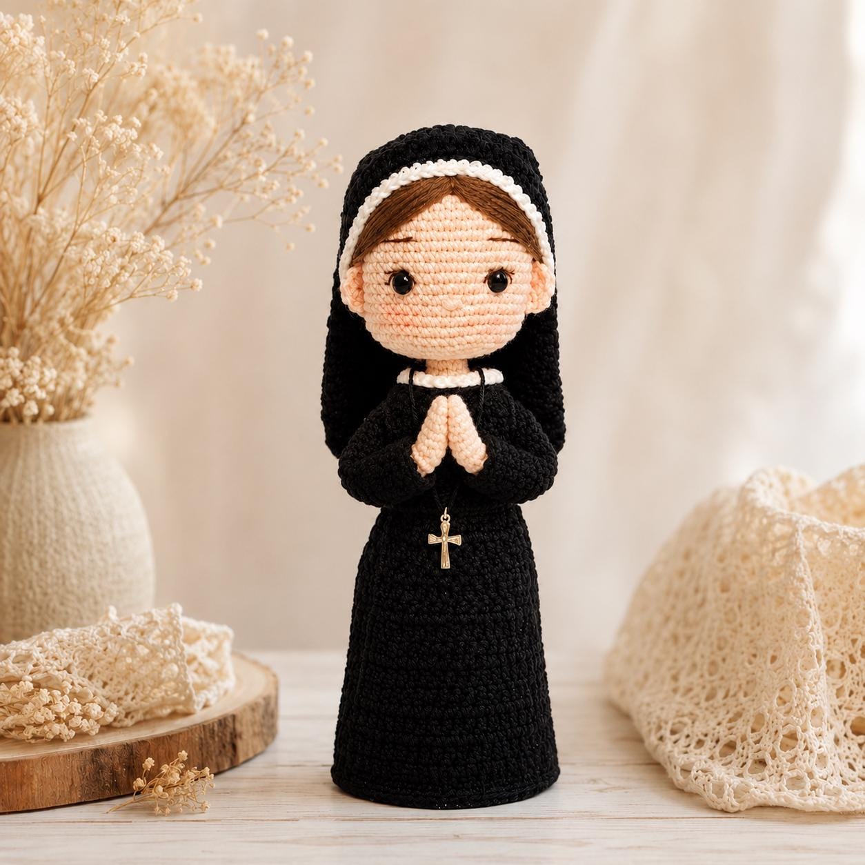 Catholic Nun Crochet Doll, Handmade Amigurumi Religious Sister, Prayer Room Decor, Gift for Nun