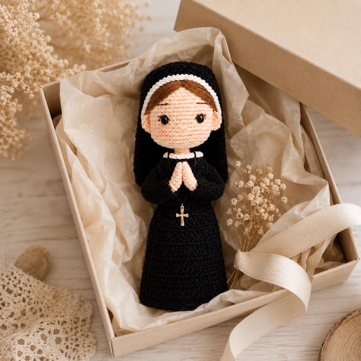 Catholic Nun Crochet Doll, Handmade Amigurumi Religious Sister, Prayer Room Decor, Gift for Nun
