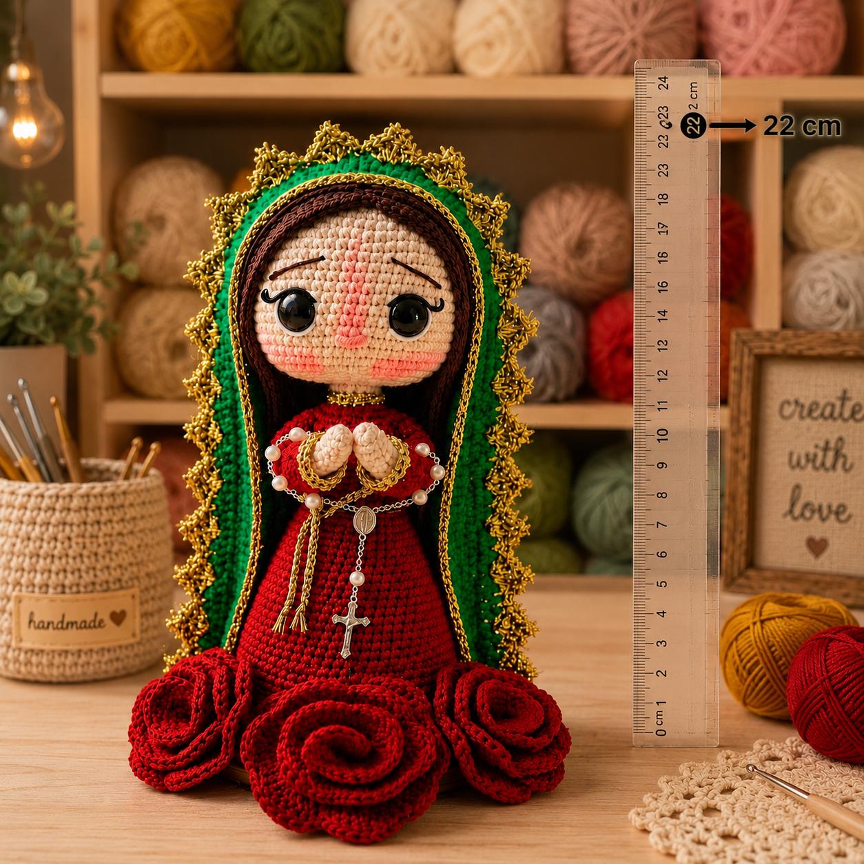 Our Lady Crochet Doll, Handmade Virgin Mary Catholic Decor, Prayer Room Altar Gift, Religious Keepsake for Mom