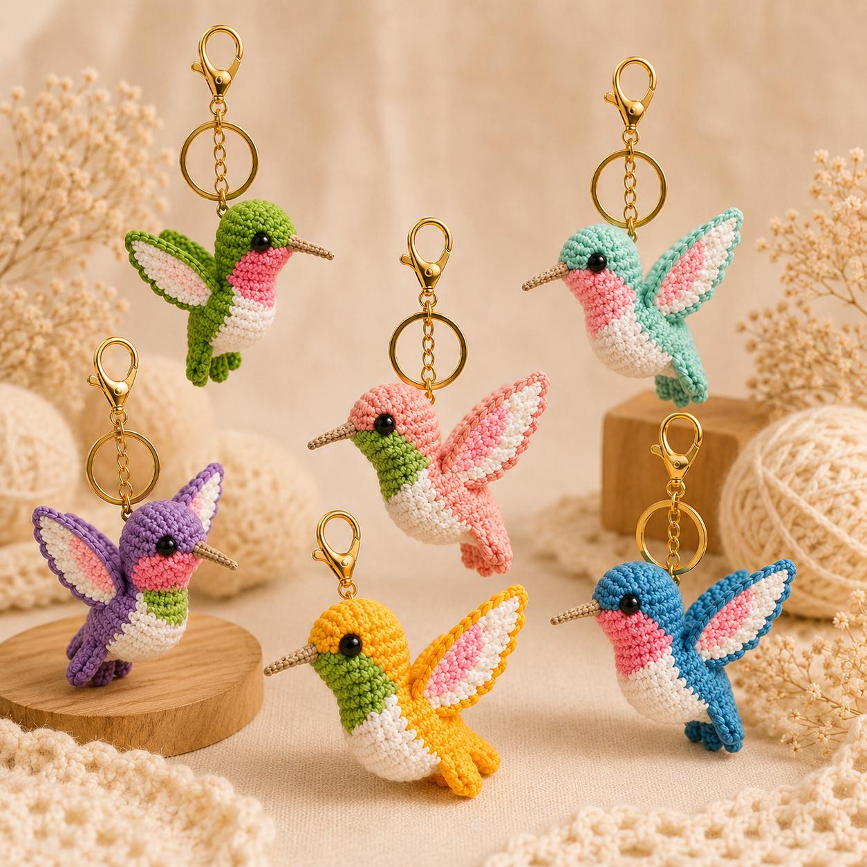Crochet Hummingbird Keychain, Amigurumi Bird Bag Charm, Cute Hummingbird Gift for Bird Lovers, Handmade Backpack Accessory, Purse Pendant