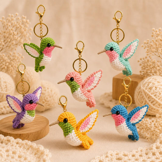 Crochet Hummingbird Keychain, Amigurumi Bird Bag Charm, Cute Hummingbird Gift for Bird Lovers, Handmade Backpack Accessory, Purse Pendant