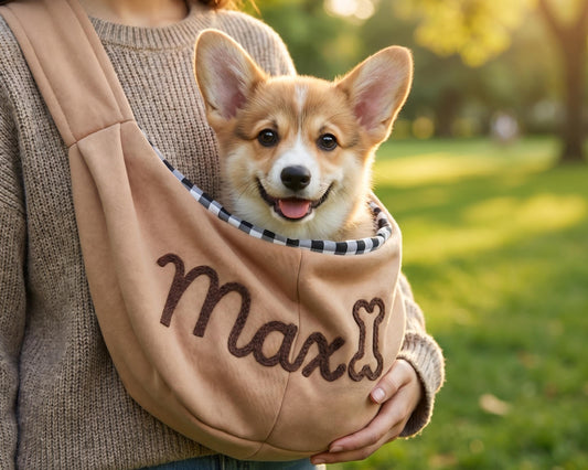 Personalized Pet Sling Bag, Custom Dog Carrier, Embroidered Pet Bag, Small Dog & Cat Carrier, Hands Free Puppy Tote, Pet Lover Gift