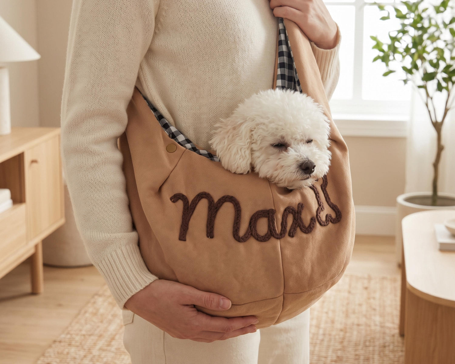 Personalized Pet Sling Bag, Custom Dog Carrier, Embroidered Pet Bag, Small Dog & Cat Carrier, Hands Free Puppy Tote, Pet Lover Gift