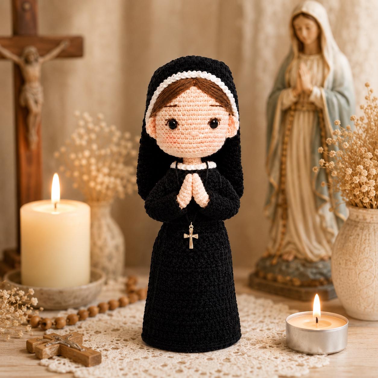 Catholic Nun Crochet Doll, Handmade Amigurumi Religious Sister, Prayer Room Decor, Gift for Nun