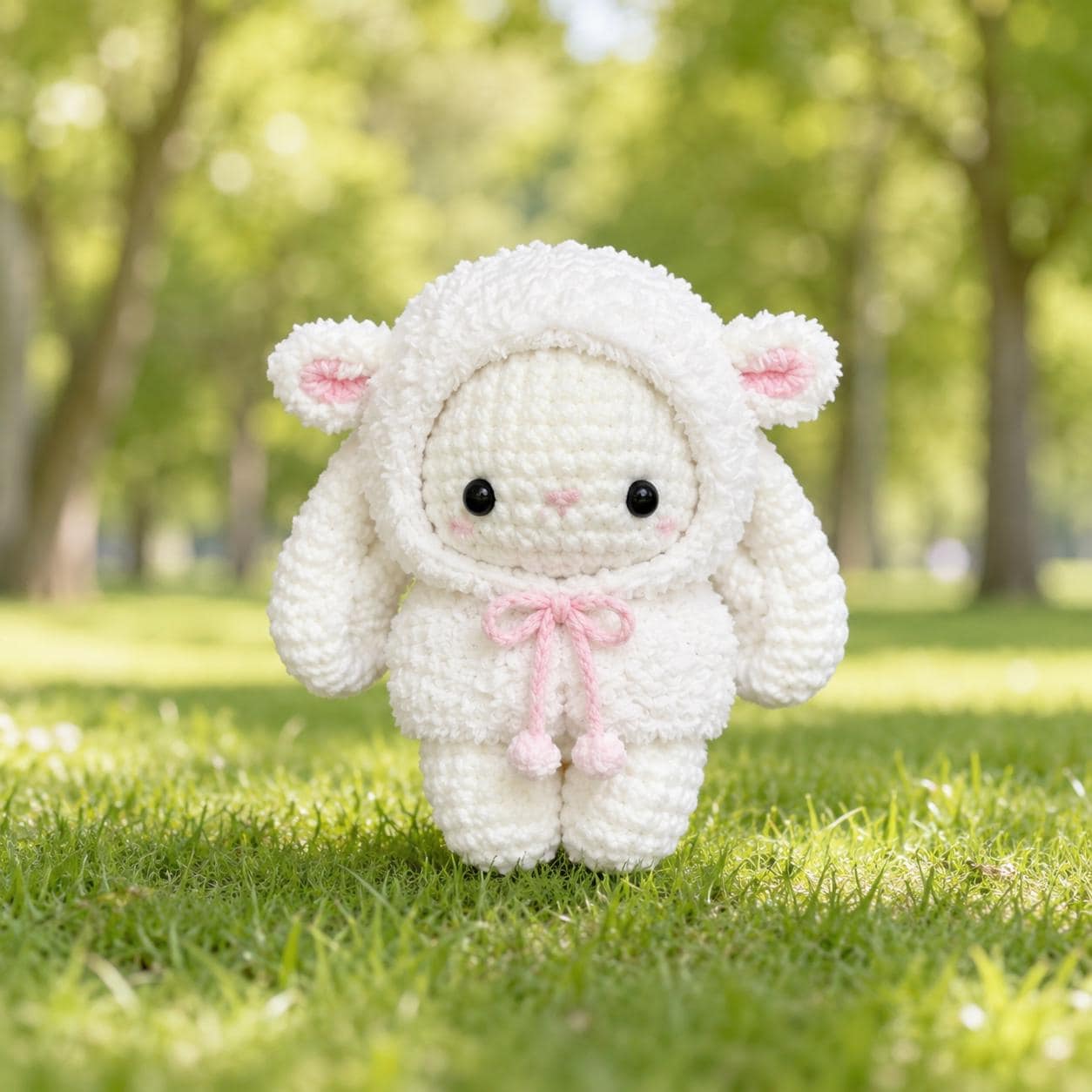 Kawaii Crochet Bunny Plush in Animal Costume, Amigurumi Stuffed Rabbit Toy, Cute Strawberry Dinosaur Duck Bunny Gift, Nursery Room Decor