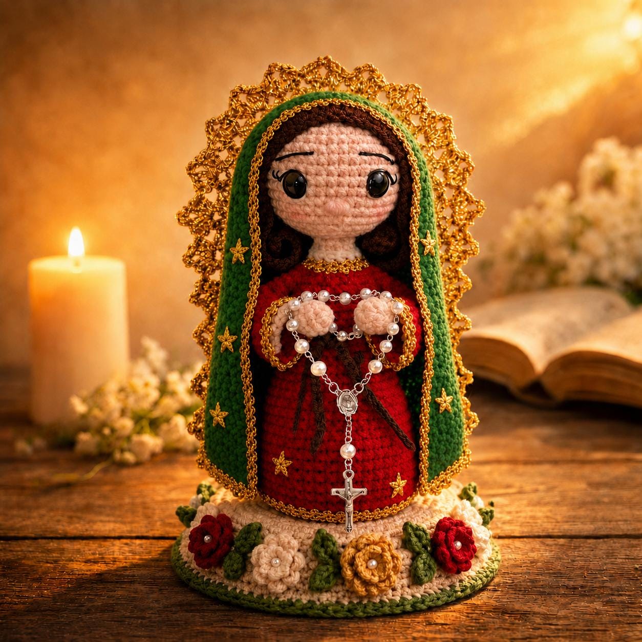 Virgin Mary Crochet Doll, Our Lady of Guadalupe Amigurumi, Catholic Gift, Religious Decor, Mother Mary Plush, First Communion Baptism Gift