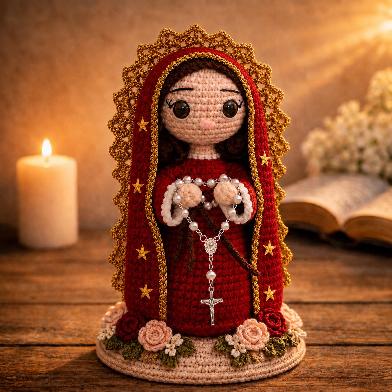 Virgin Mary Crochet Doll, Our Lady of Guadalupe Amigurumi, Catholic Gift, Religious Decor, Mother Mary Plush, First Communion Baptism Gift