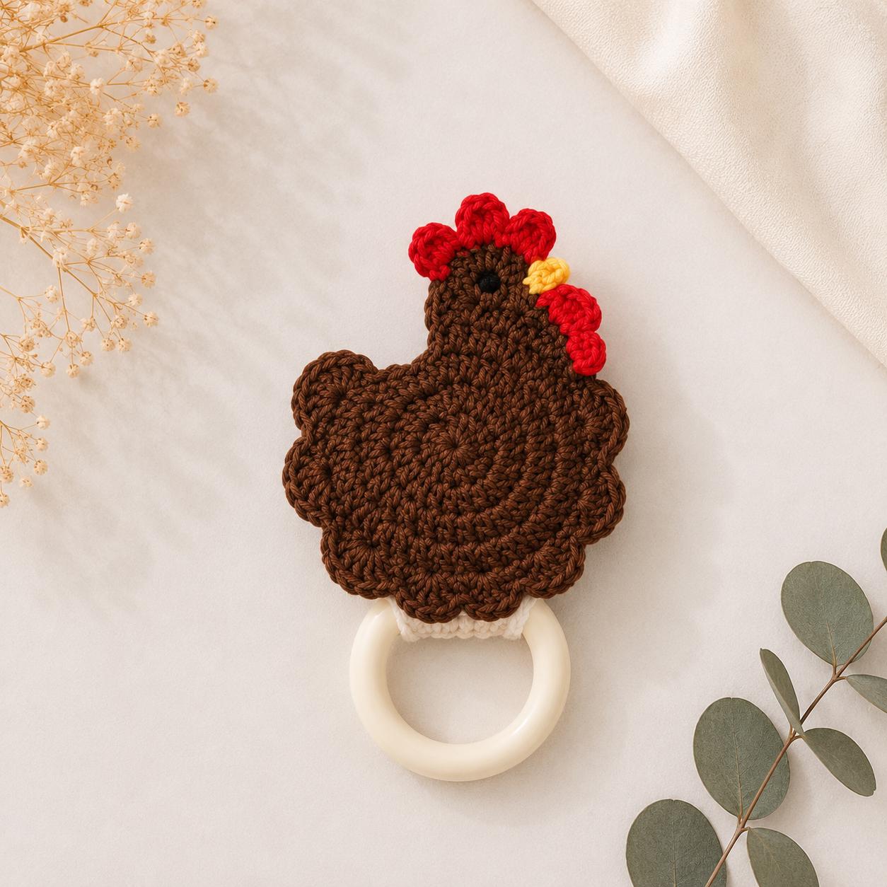 Crochet Chicken Towel Holder – Organic Yarn Kitchen Décor
