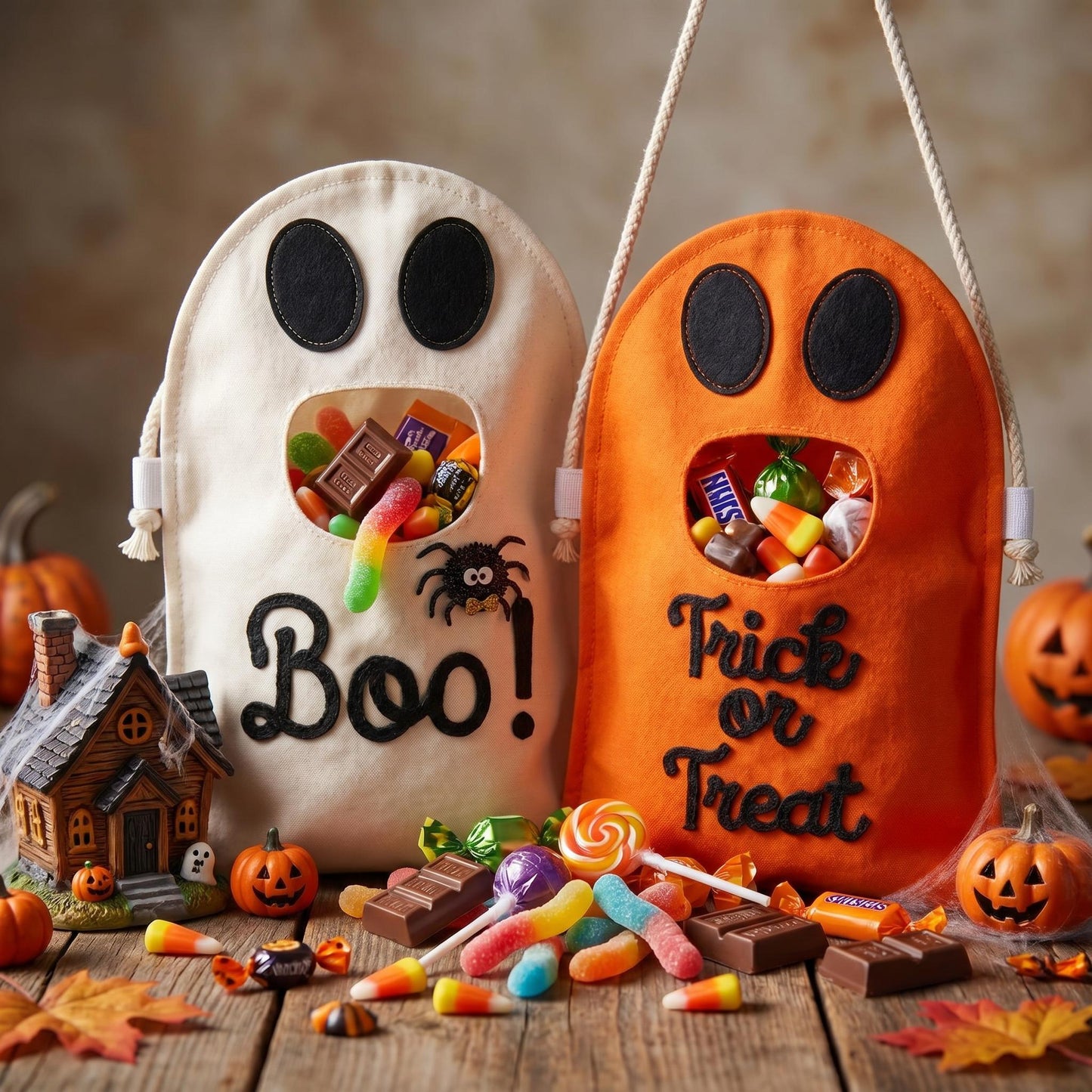 Personalized Ghost Trick or Treat Bag, Custom Halloween Candy Bag, Kids Halloween Tote with Name, Reusable Ghost Bag, Boo Basket Gift