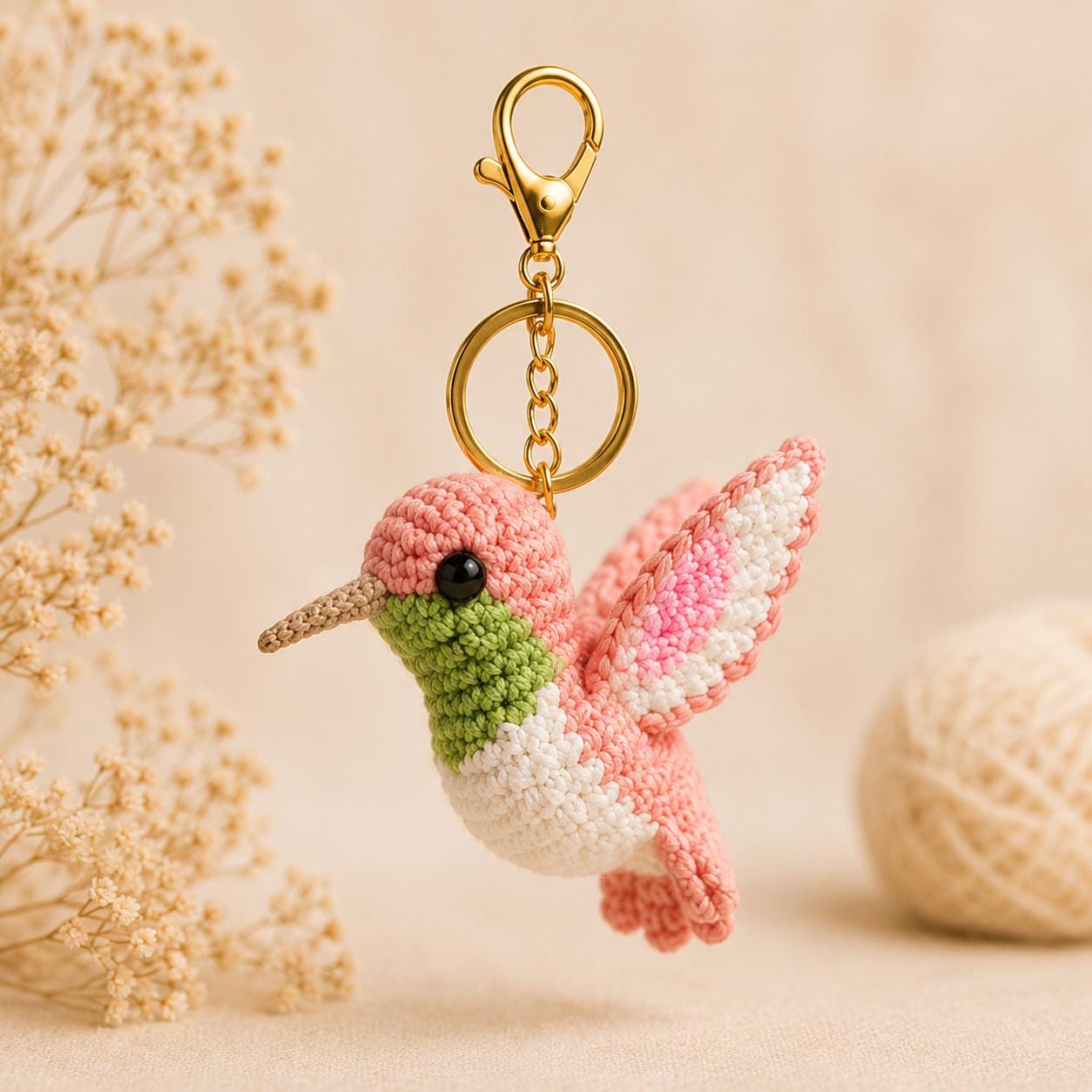 Crochet Hummingbird Keychain, Amigurumi Bird Bag Charm, Cute Hummingbird Gift for Bird Lovers, Handmade Backpack Accessory, Purse Pendant