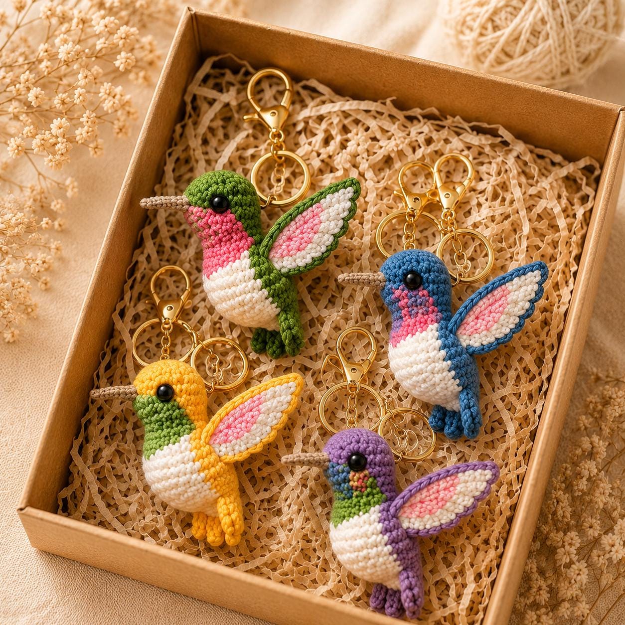 Crochet Hummingbird Keychain, Amigurumi Bird Bag Charm, Cute Hummingbird Gift for Bird Lovers, Handmade Backpack Accessory, Purse Pendant