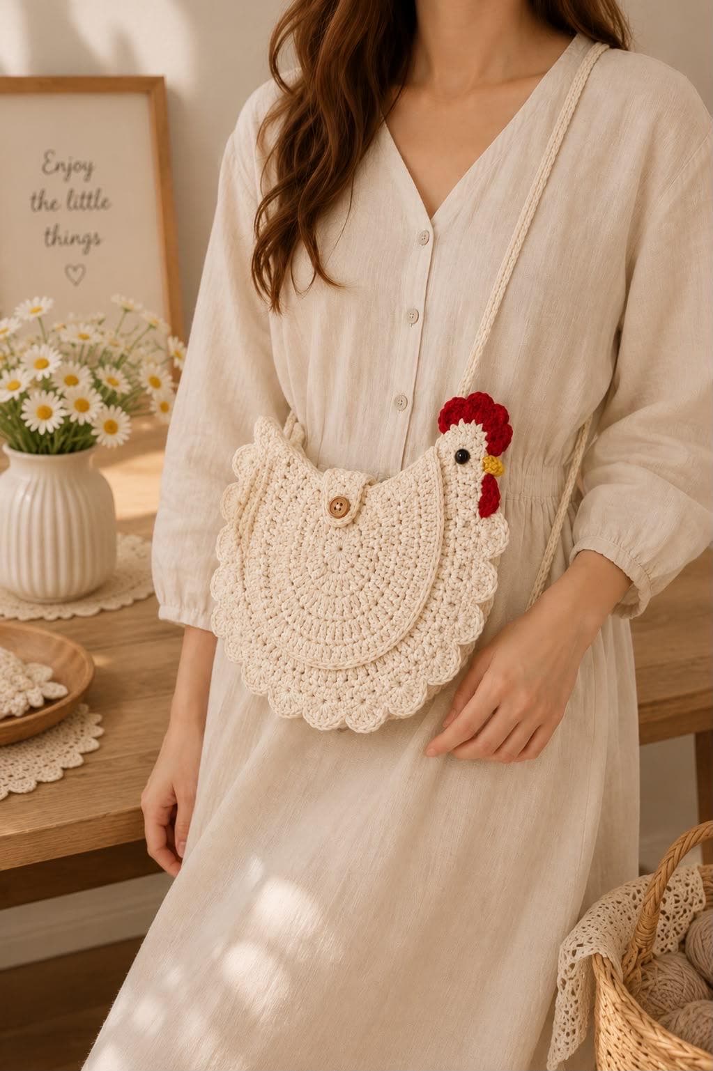 Crochet Chicken Bag , Hen Crossbody Purse, Farmhouse Animal Tote Tutorial, Amigurumi Chicken Bag, Crochet Bag