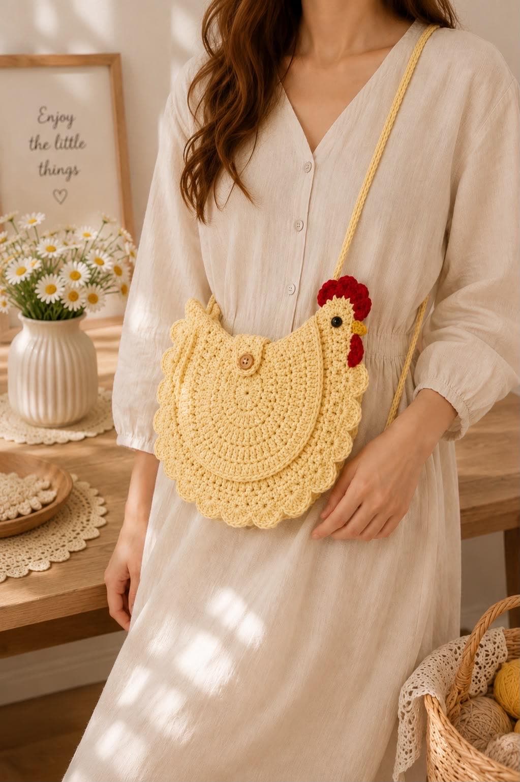 Crochet Chicken Bag , Hen Crossbody Purse, Farmhouse Animal Tote Tutorial, Amigurumi Chicken Bag, Crochet Bag