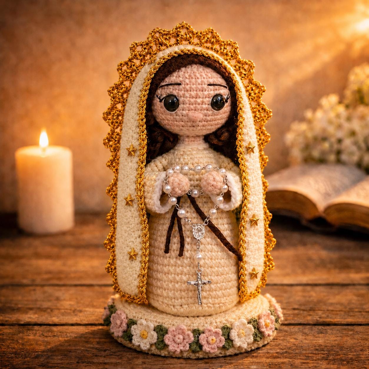 Virgin Mary Crochet Doll, Our Lady of Guadalupe Amigurumi, Catholic Gift, Religious Decor, Mother Mary Plush, First Communion Baptism Gift