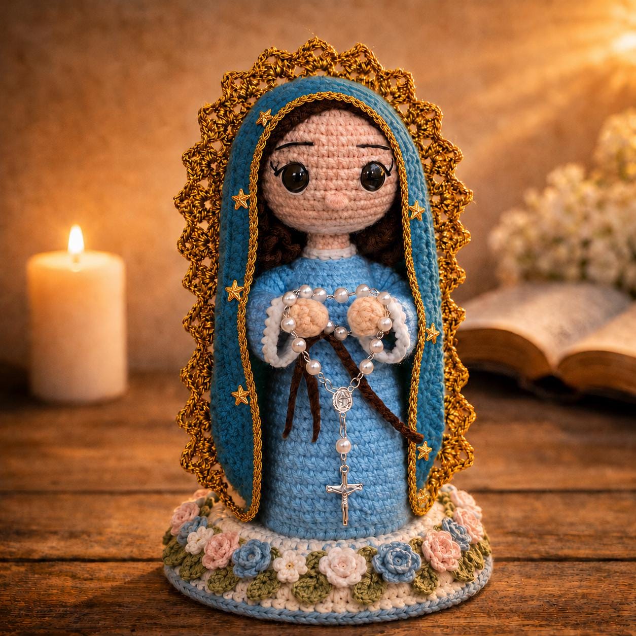 Virgin Mary Crochet Doll, Our Lady of Guadalupe Amigurumi, Catholic Gift, Religious Decor, Mother Mary Plush, First Communion Baptism Gift