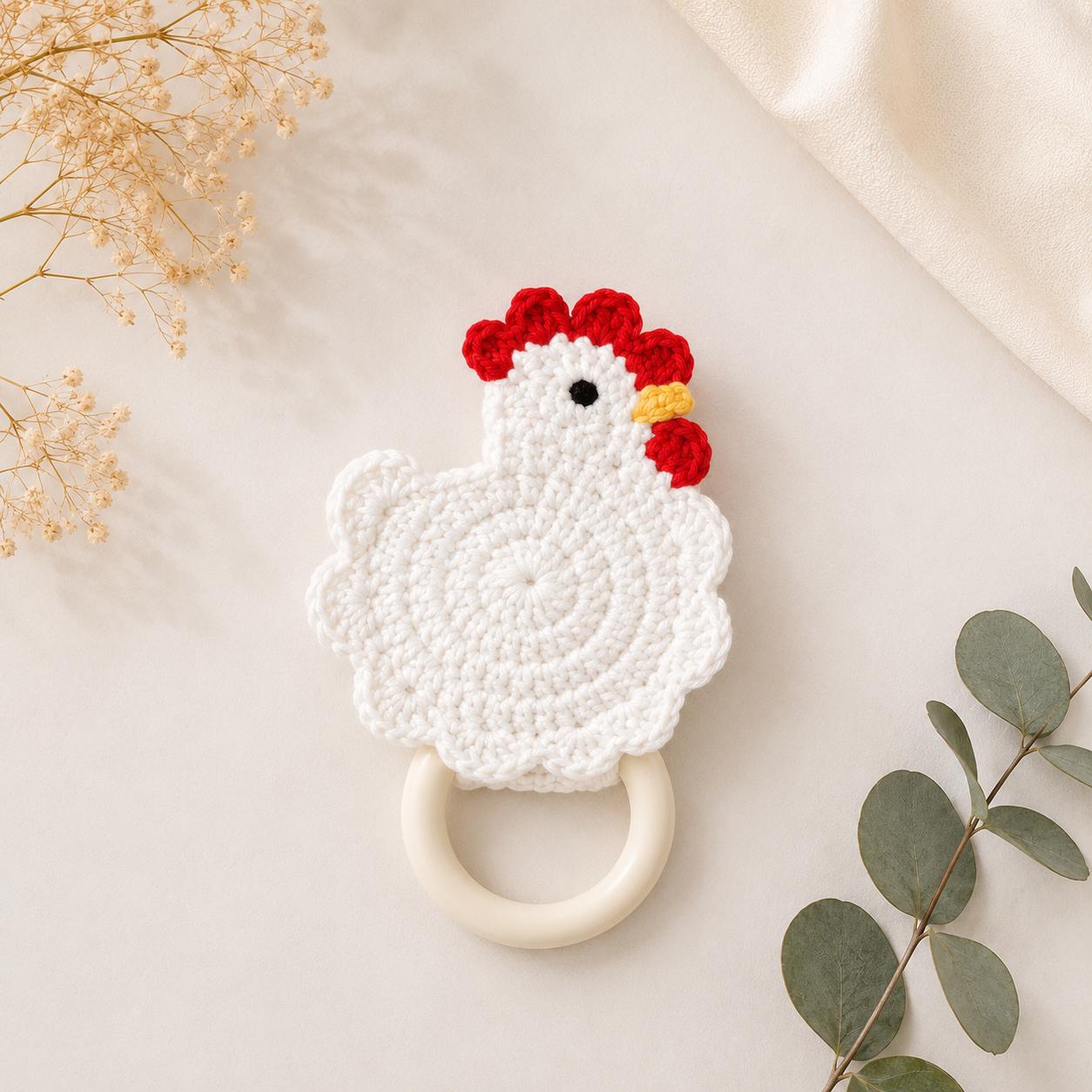 Crochet Chicken Towel Holder – Organic Yarn Kitchen Décor