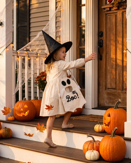 Personalized Ghost Trick or Treat Bag, Custom Halloween Candy Bag, Kids Halloween Tote with Name, Reusable Ghost Bag, Boo Basket Gift