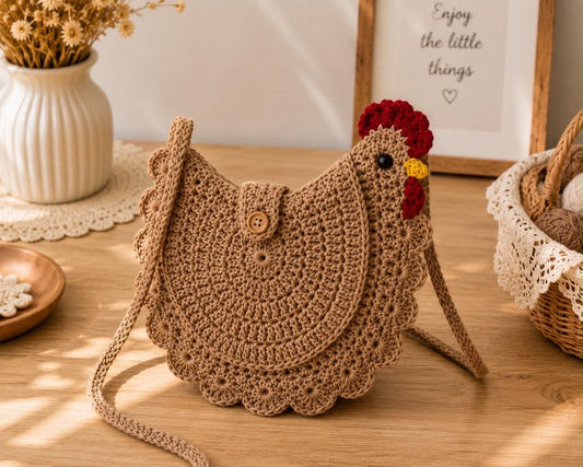 Crochet Chicken Bag , Hen Crossbody Purse, Farmhouse Animal Tote Tutorial, Amigurumi Chicken Bag, Crochet Bag
